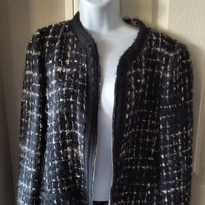 Elie Tahari Monochrome Tweed Blazer Size 6 Or Medium